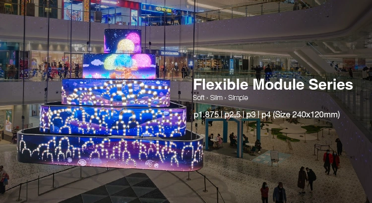 Indoor Circular Curved Soft Screen Cube LED Display Flexible LED Screen