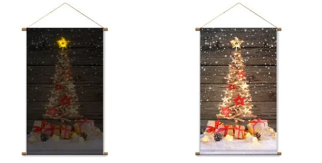 Hot Selling Christmas Tree with Rainbow Color LED Lights Hanger Poster for Home Decoration