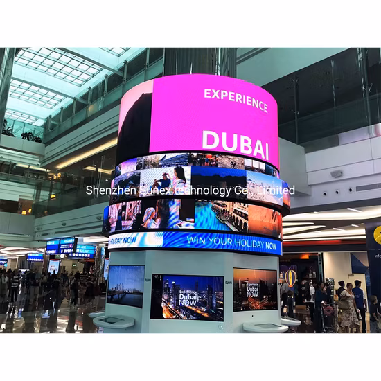 屋内 P1.8 P2 P2.5 P3 円筒柱使用のためのソフト モジュール湾曲した柔軟な LED ディスプレイ スクリーン